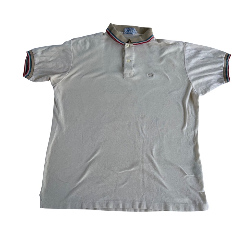 Vintage 80s Izod Lacoste "Grand Patron" Polo Shirt – Cream / Beige XL